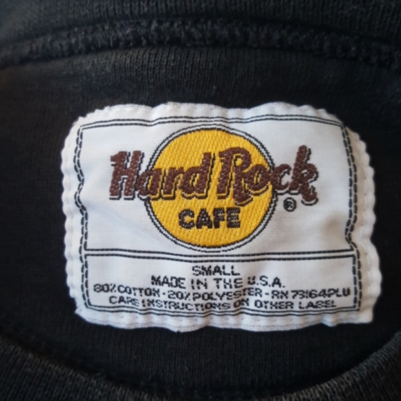 HARD ROCK CAFE ♡ Sweet Vintage Thick Black Washington, DC Cut-Off Sweatshirt S - Picture 12 of 12